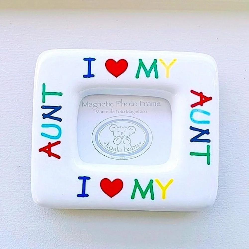 ESPECIALLY FOR BABY White Bib I Love My Aunt and Ceramic Magnetic Photo Frame